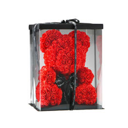 Rózsamaci díszdobozban - Piros - 25 cm