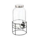 Állványos üveg italadagoló csappal és ezüst színű fedővel - 5 L