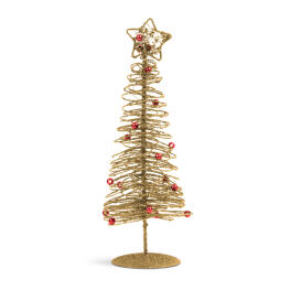 Karácsonyi, glitteres, fém karácsonyfa - 28 cm - arany
