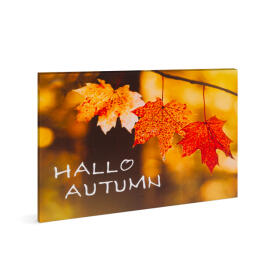 LED-es fali hangulatkép - "Hello ősz" - 2 x AA, 40 x 30 cm